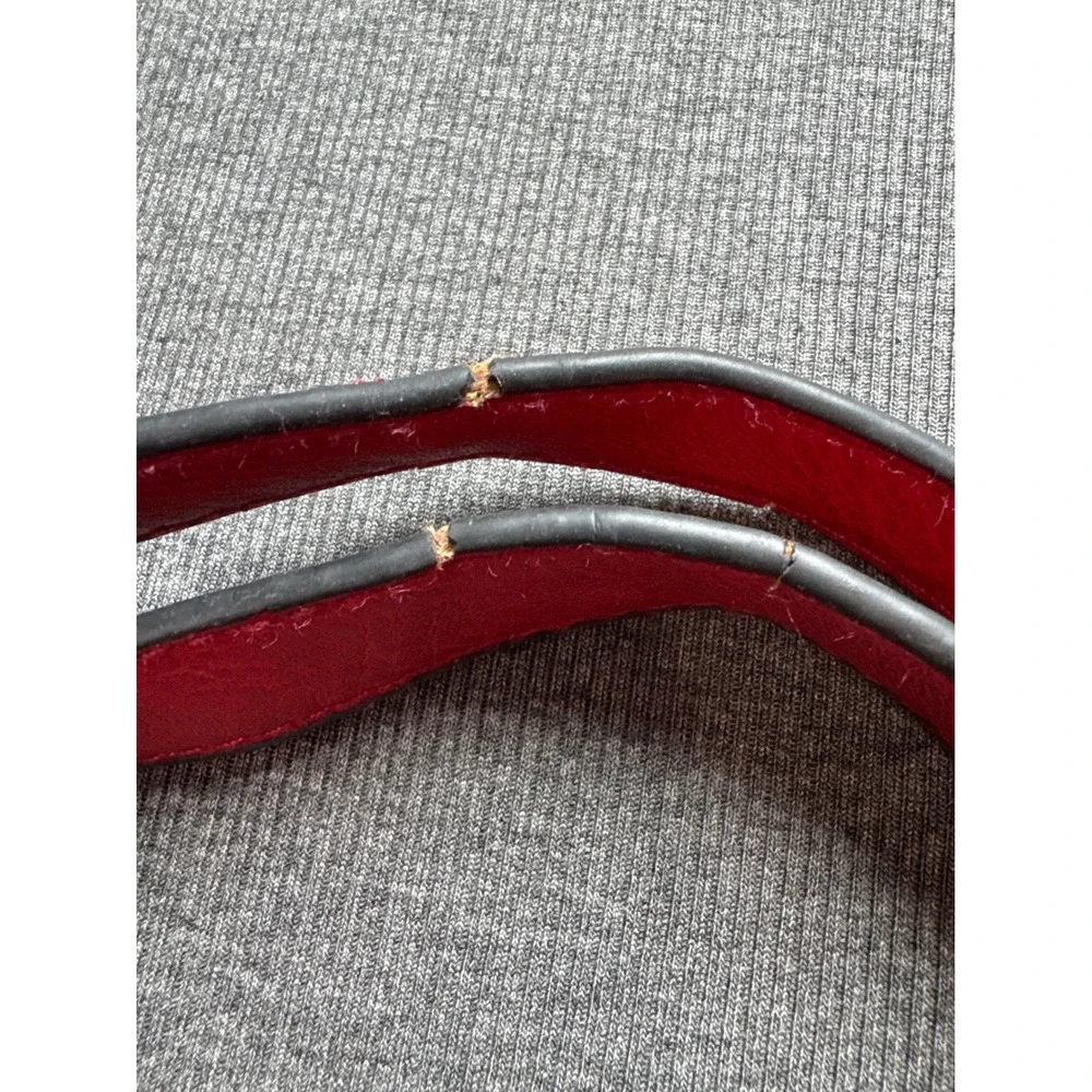 Mathew + Julian Red Faux‎ Leather Tote Shoulder Bag Gold Hardware Chevron Lining